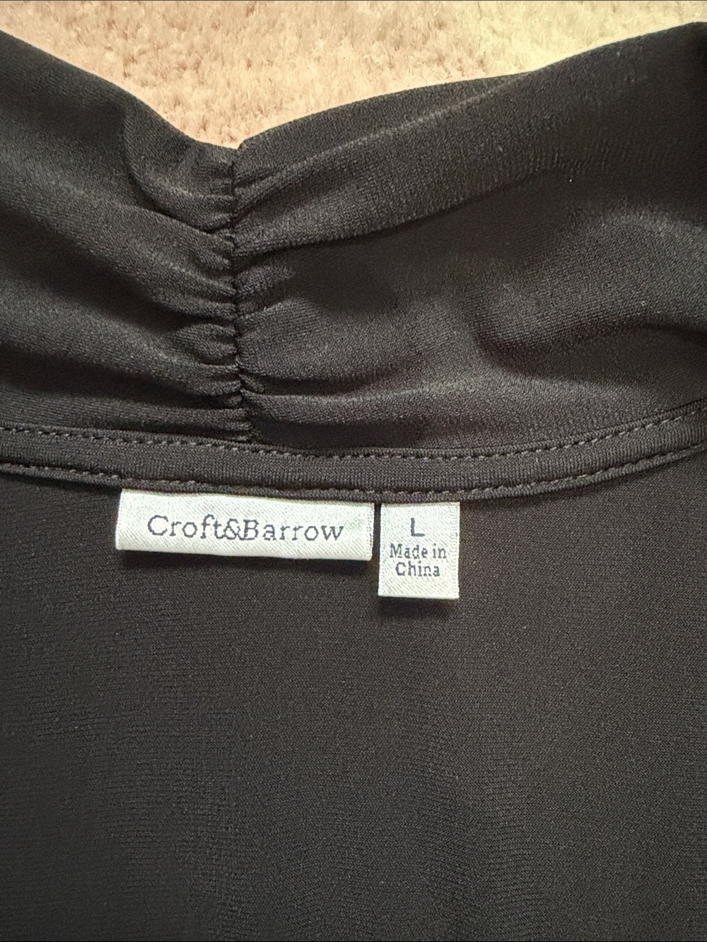 croft & barrow Black Layered Neck Detail Top - Picture 3 of 6